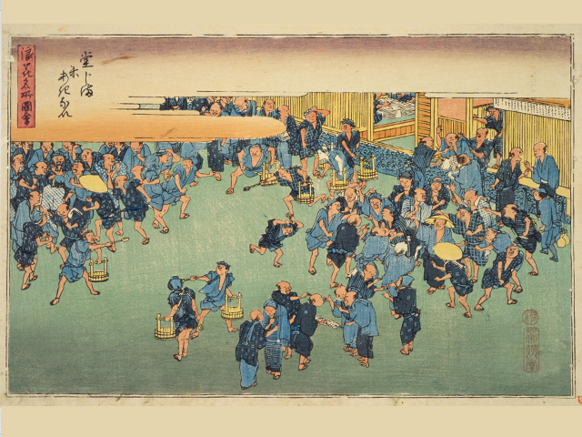 「浪花名所図会 堂じま米あきない」歌川広重 筆
